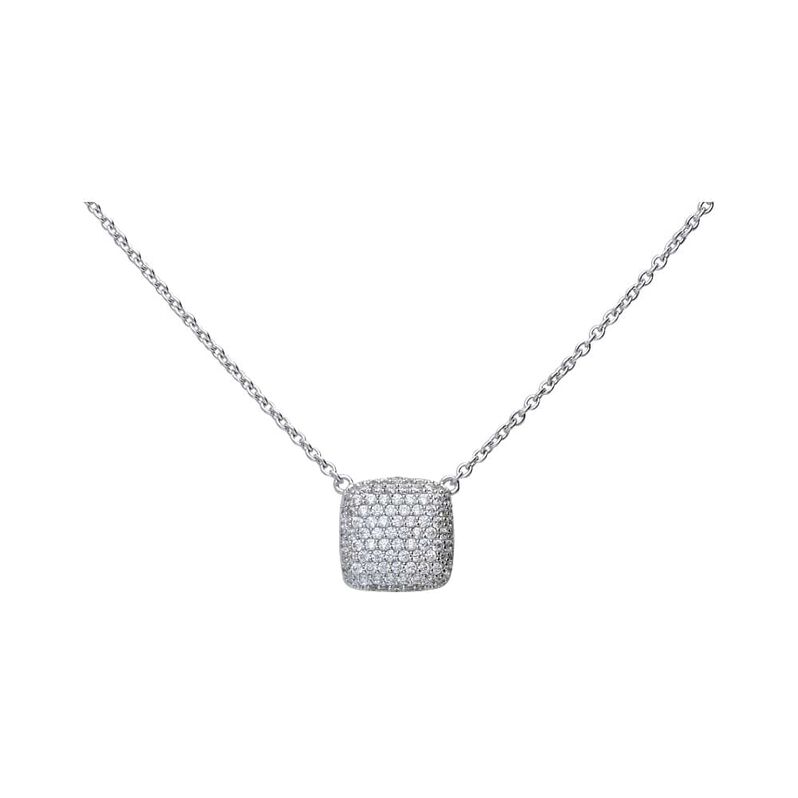 Girocollo in argento con pendente quadrato con pav√© di zirconi - Spannringe Damen | OROVIVO