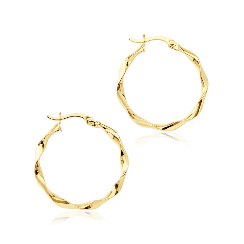 Damen Creolen Gold 375 Oval Twist 23,8cm 20,00mm - Creolen Damen | OROVIVO