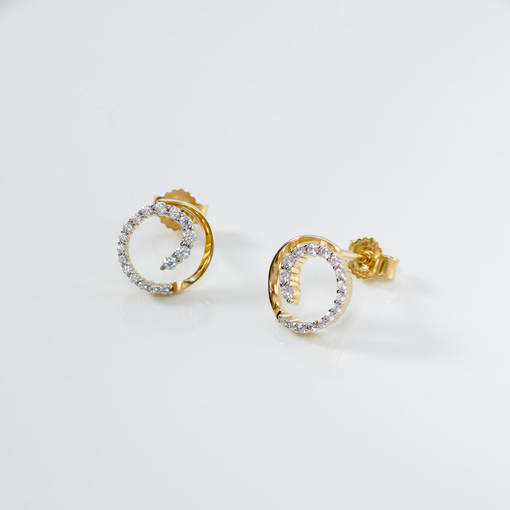 FRANZI Damen Ohrstecker Gold 333 (8 Karat) Andere Steine Wei&szlig; Kreis