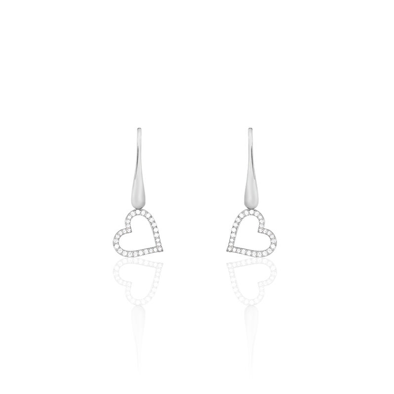 Damen Ohrhänger Lang Silber 925 Zirkonia Herz - Ohrhänger Damen | OROVIVO