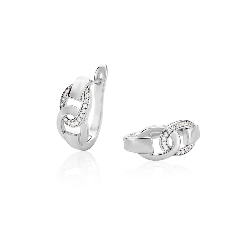 LORE Damen Creolen Silber 925 Zirkonia Weiß - Creolen Damen | OROVIVO