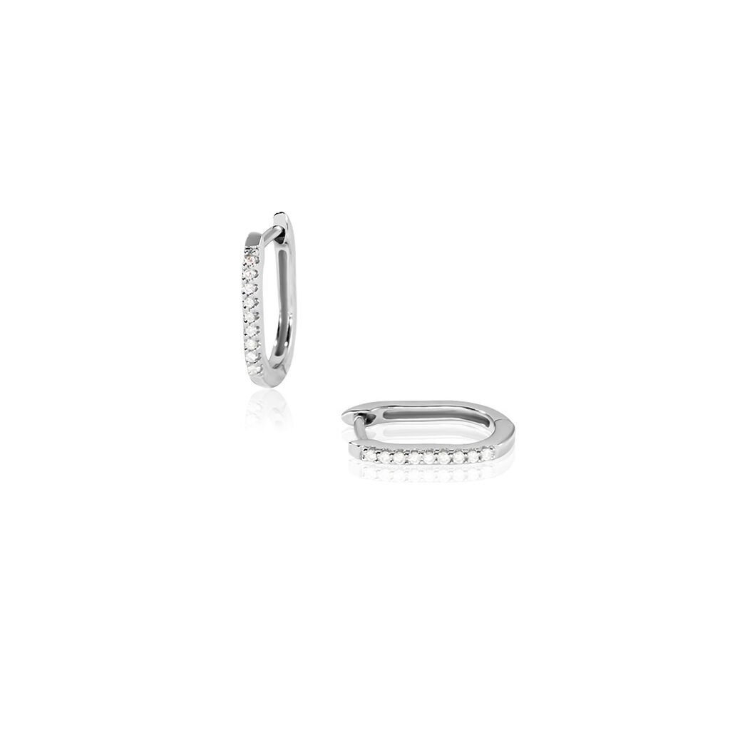 Damen Creolen Weißgold 375 Rund Weiß Brittany - Sommerschmuck Damen | OROVIVO