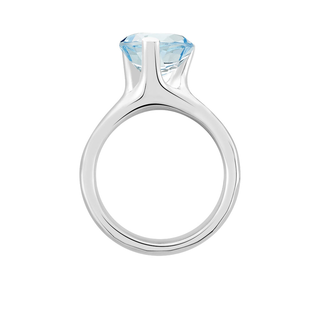 HAKKO Damen Ring Wei&szlig;gold 375 (9 Karat) Topas Blau 4,5 ct