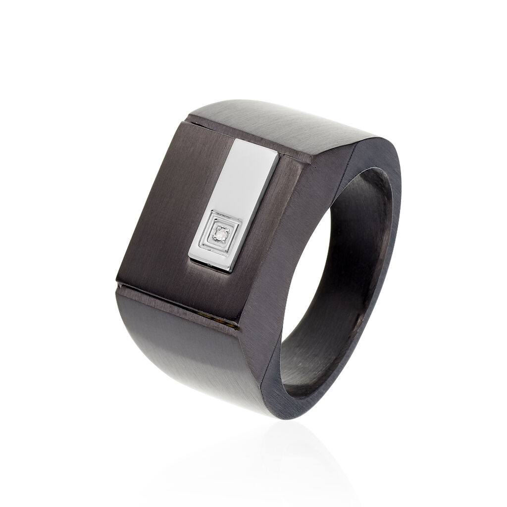 Chevalière Meghan Acier Noir Diamant - Spannringe Herren | OROVIVO
