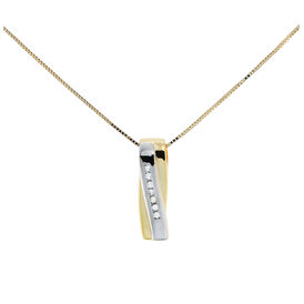 Damen Halskette Gold 333 Bicolor Diamanten 0,07ct - Ketten mit Anhänger Damen | OROVIVO