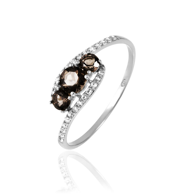Bague Chloe Or Blanc Quartz Et Oxyde De Zirconium - Spannringe Damen | OROVIVO