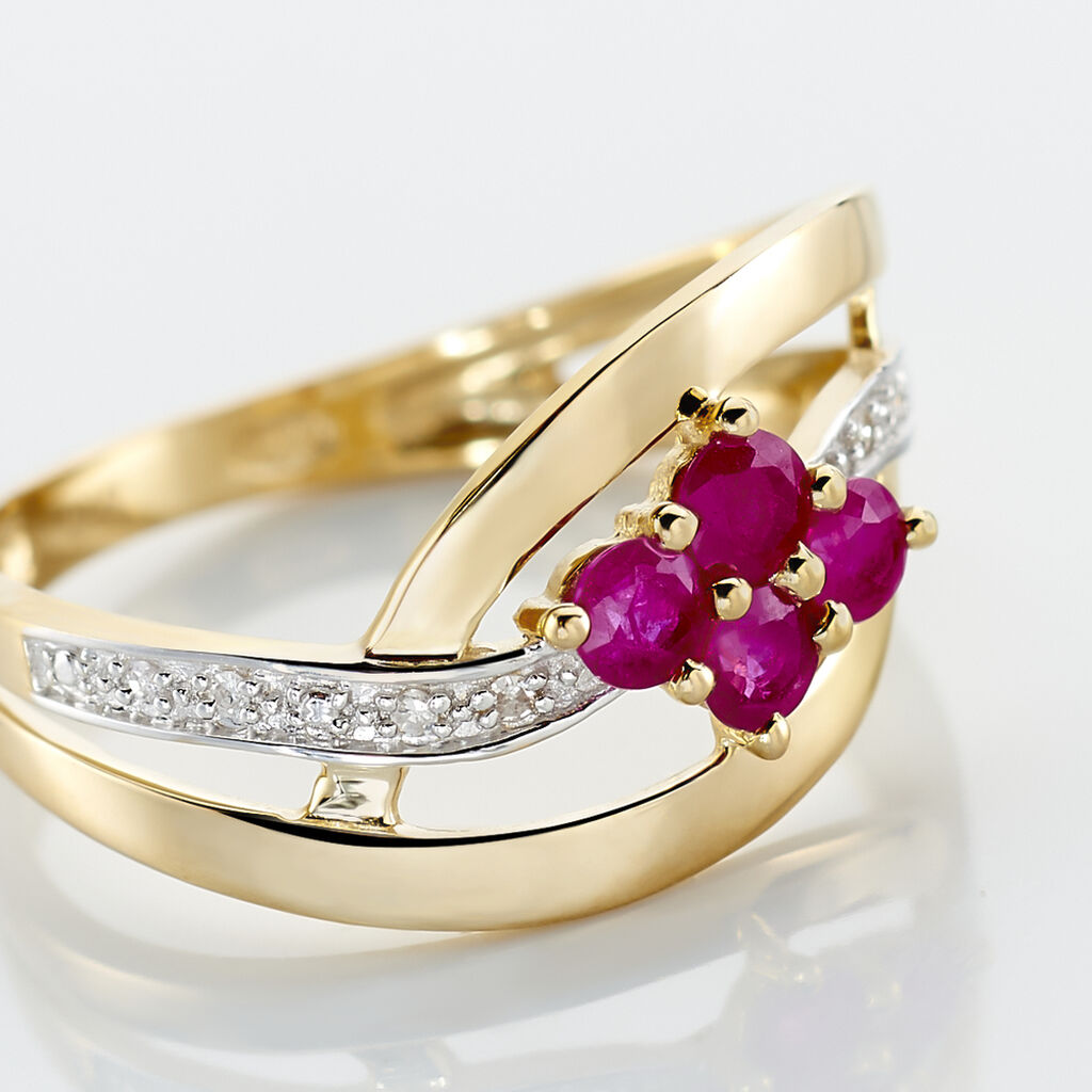 Bague Hoela Or Jaune Diamant Et Rubis - Spannringe Damen | OROVIVO