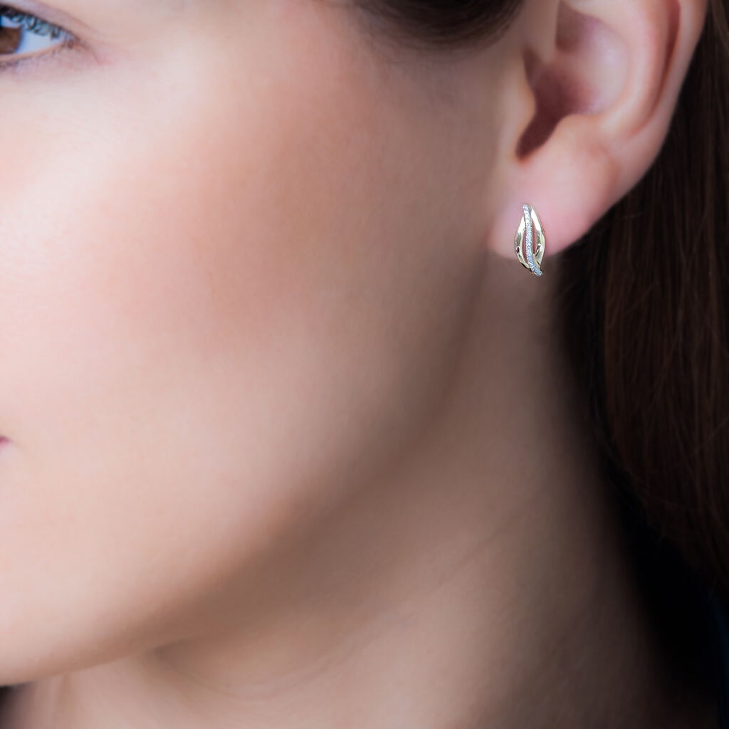 Boucles D'oreilles Puces Erin Or Jaune Diamant - Spannringe Damen | OROVIVO