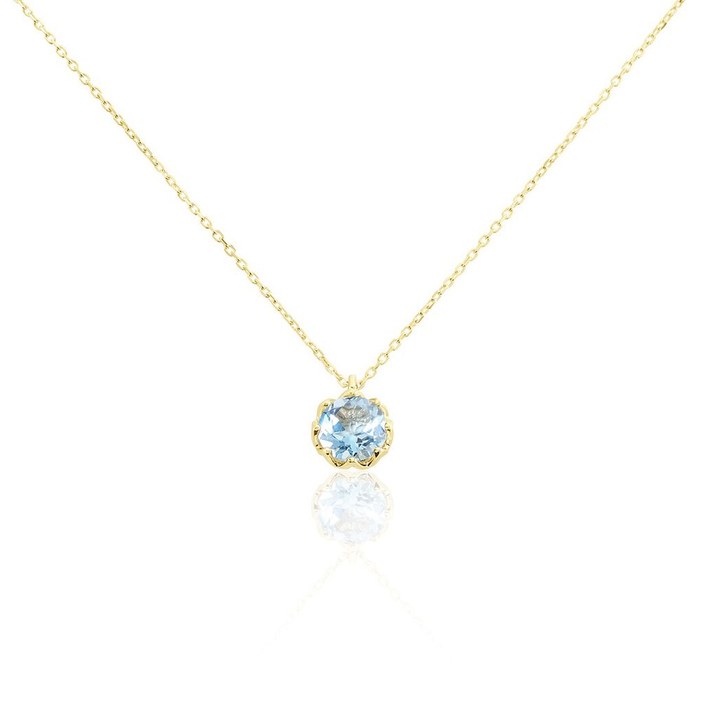 🦚 Damen Collier Gold 585 Topas Blau 1,02ct Mily, Collier mit Stein