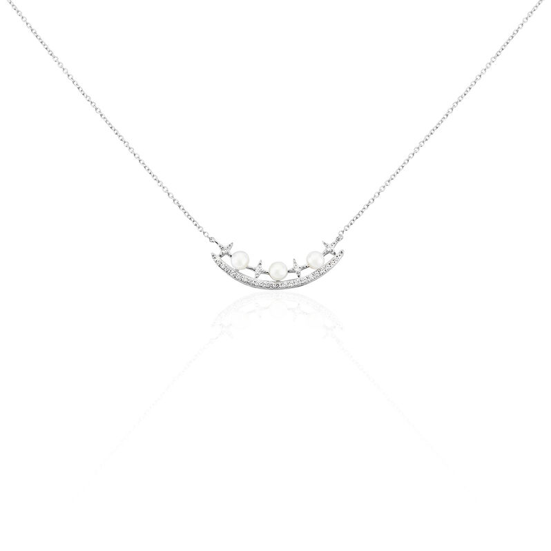 Damen Halskette Weißgold 375 Zuchtperle Zirkonia - Halsketten Damen | OROVIVO