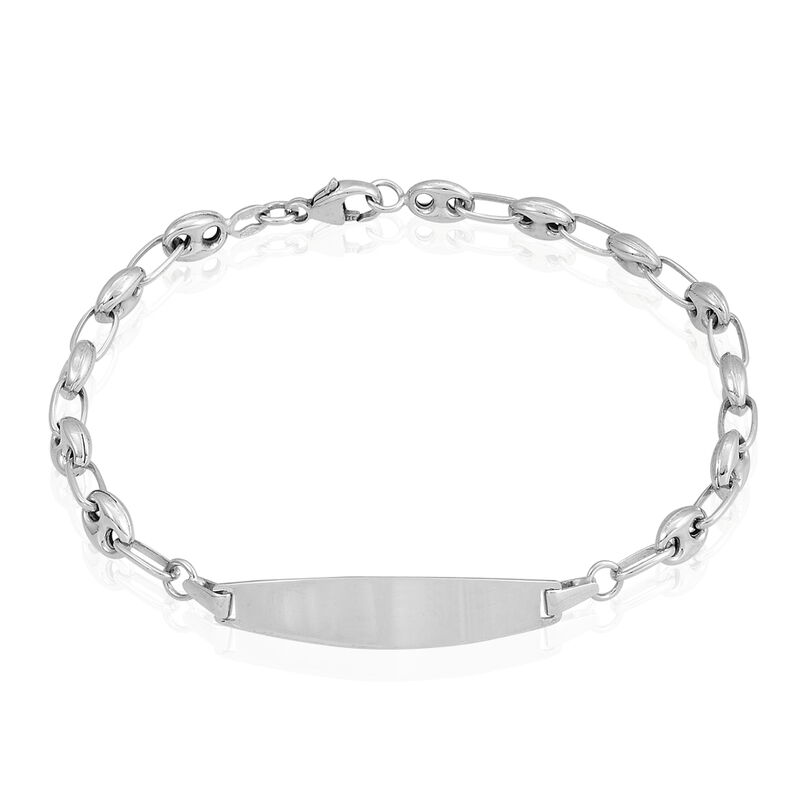 Bracelet Identité Evin Maille Grain De Cafe Or Blanc - Spannringe Kinder | OROVIVO