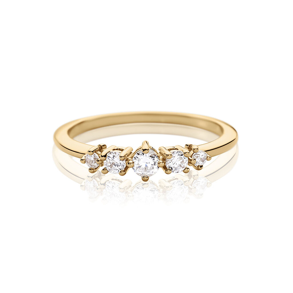 Damen Ring Vergoldet 750 Rund Weiß Harlee - Ringe mit Stein Damen | OROVIVO