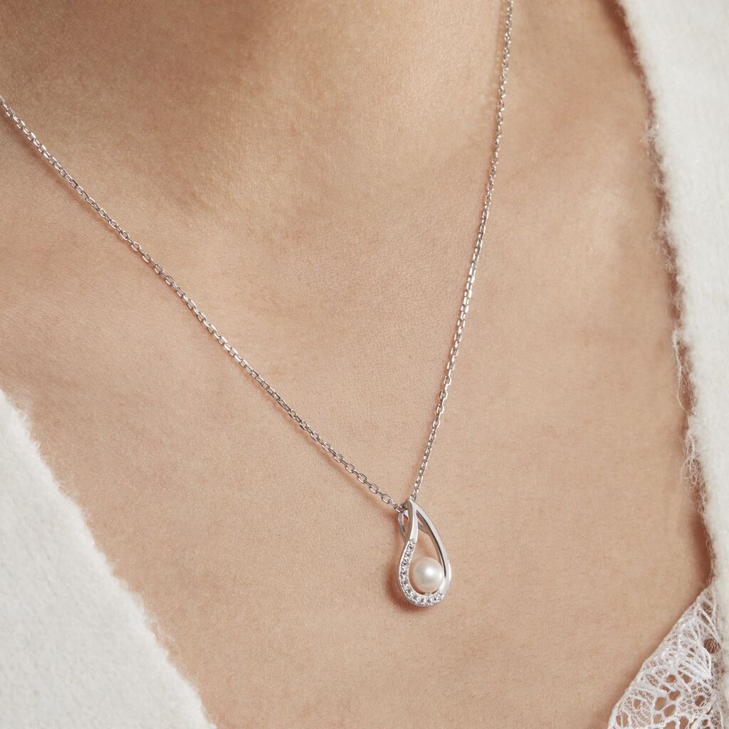 Collier Argent Et Perle De Culture - Spannringe Damen | OROVIVO