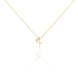 Damen Halskette Silber 925 Vergoldet Zirkonia Kreuz - Ketten mit Anhänger Damen | OROVIVO