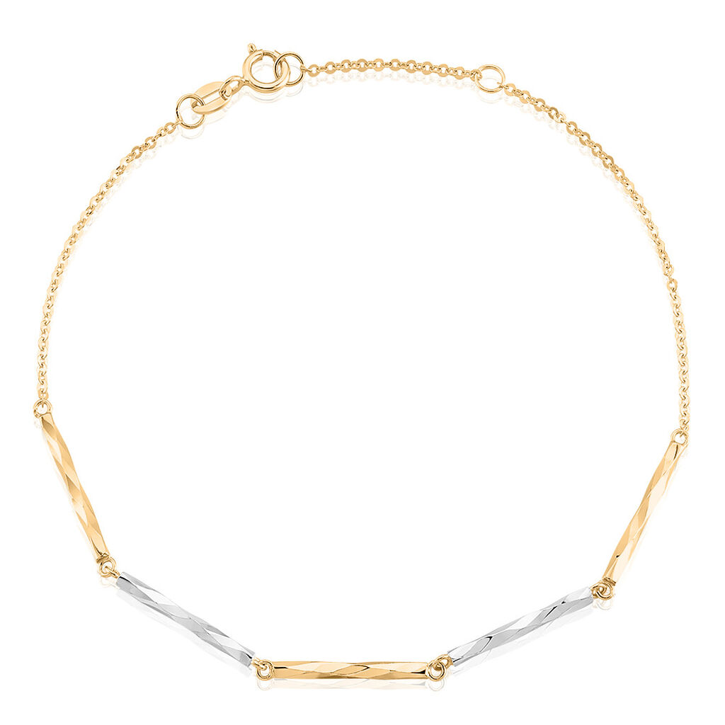 Jutui 2 Damen Armband Gold Bicolor Gelb/Silber 585 (14 Karat)
