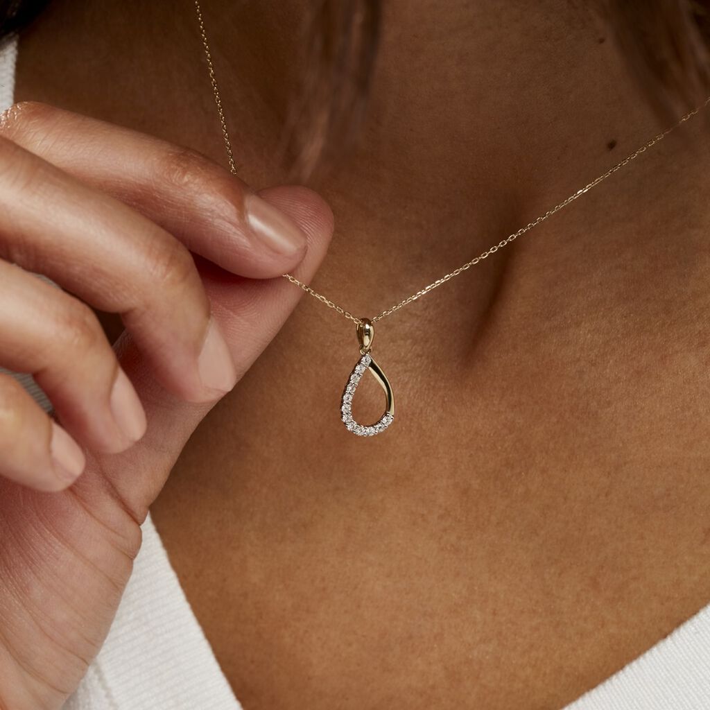 Collier Or Jaune Chrystalise Goutte Diamant - Spannringe Damen | OROVIVO