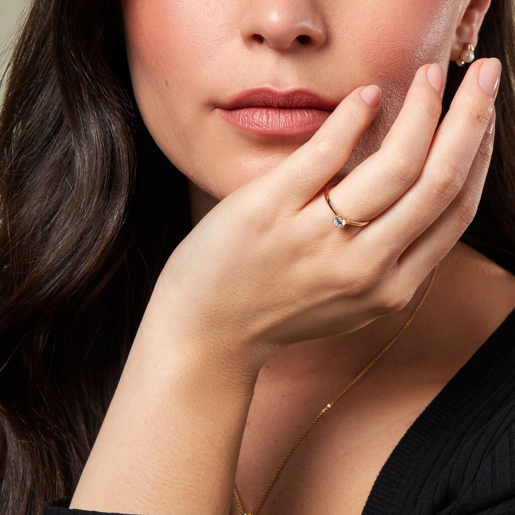 Damen Ring Gold 585 Rund Weiß Charlene 18mm - Solitärringe Damen | OROVIVO