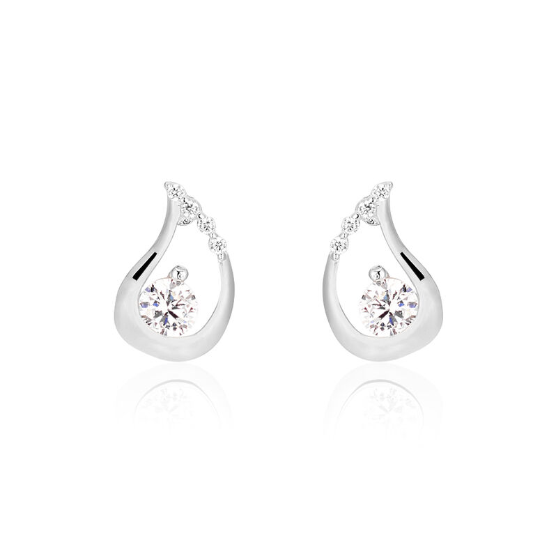 Damen Ohrstecker Weißgold 375 Zirkonia - Ohrstecker Damen | OROVIVO