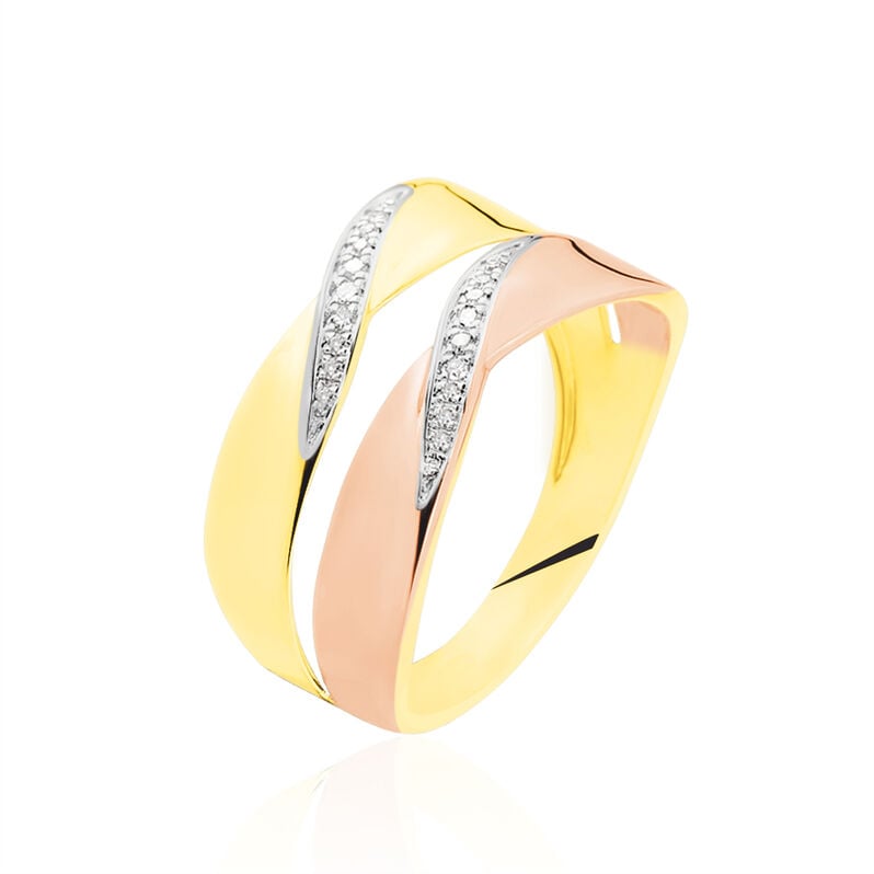 Bague Or Bicolore  Et Diamants - Spannringe Damen | OROVIVO