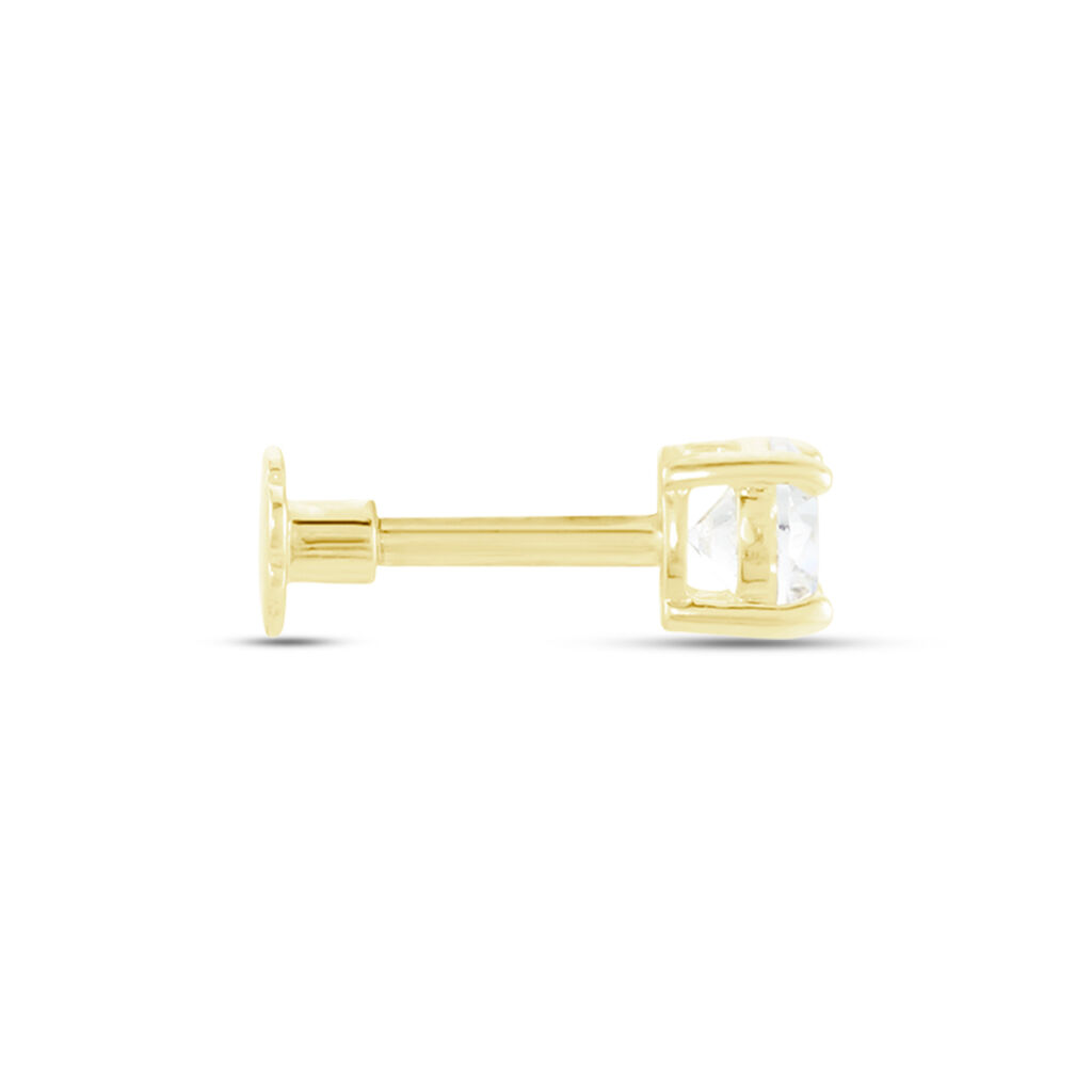 Piercing D'oreille Or Jaune Albizias Oxydes De Zirconium