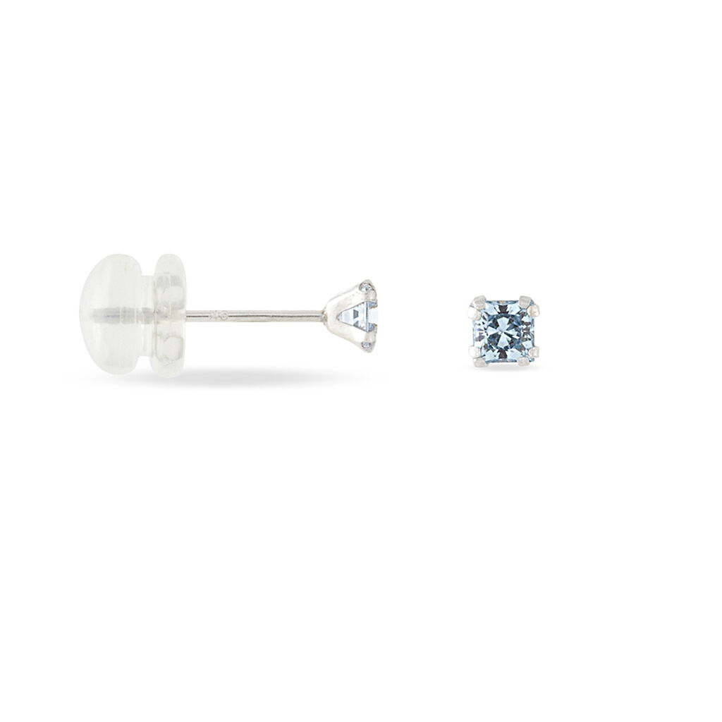 DOREEN CARRE Damen Ohrstecker Wei&szlig;gold 375 (9 Karat) Zirkonia Blau Viereck B 3 mm