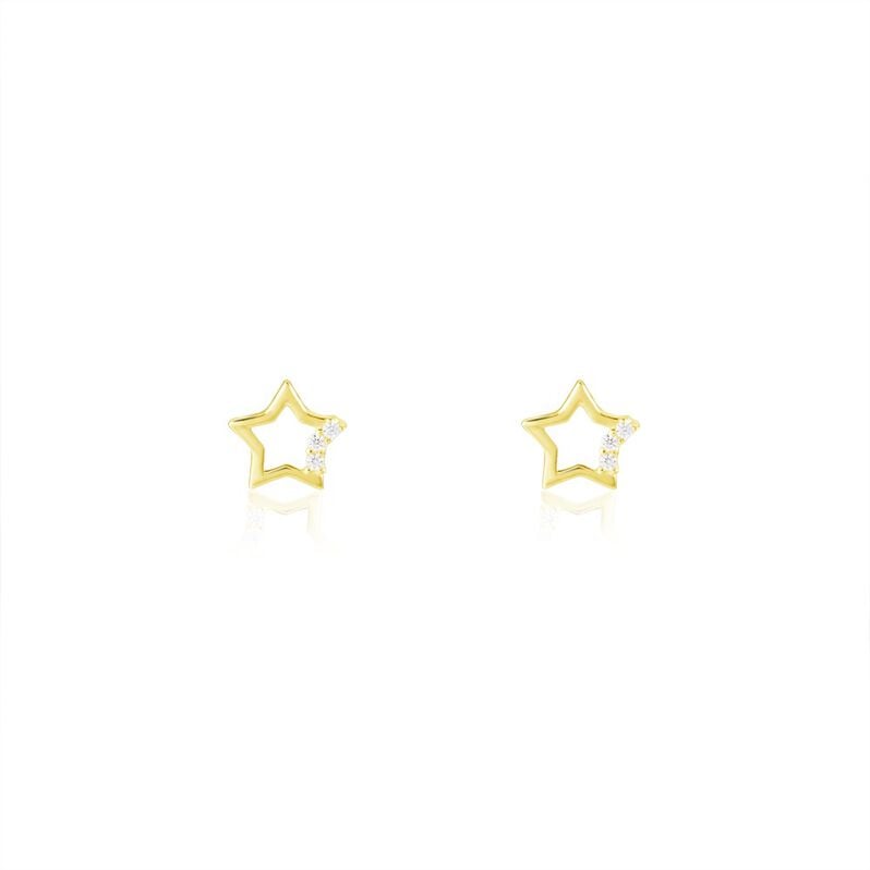 Boucles D'oreilles Puces Camomille Or Jaune Oxyde De Zirconium - Spannringe Kinder | OROVIVO