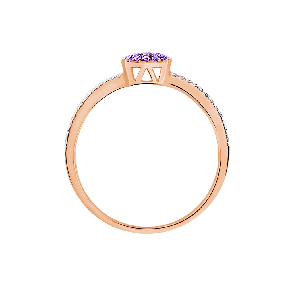 Bague Aude Or Rose Amethyste Et Diamant - Spannringe Damen | OROVIVO