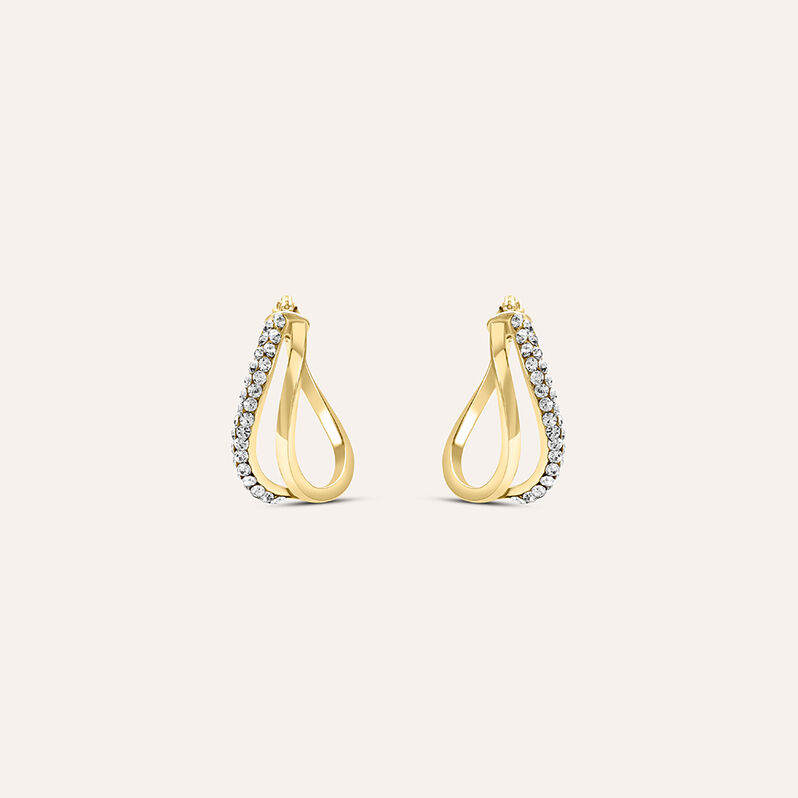 Orecchini A Cerchio Toujours Oro Giallo Cristallo - Spannringe Damen | OROVIVO