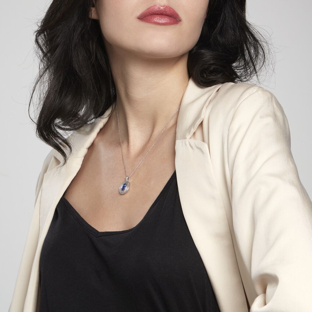 Collier Argent Takara Ovale Lapis Lazuli - Spannringe Damen | OROVIVO