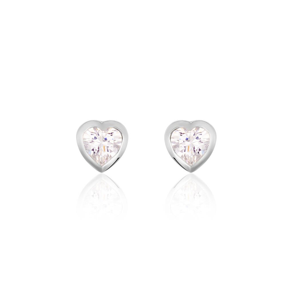 ASHLEY HERZ 15 Damen Ohrstecker Silber 925 Zirkonia Wei&szlig; Herz