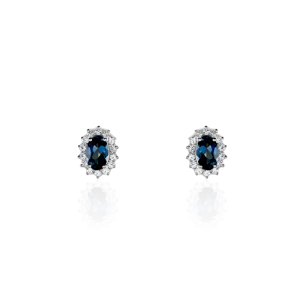 Boucles D'oreilles Or Weiss Quintilla Topazes London Blue Et Oxydes - Spannringe Damen | OROVIVO