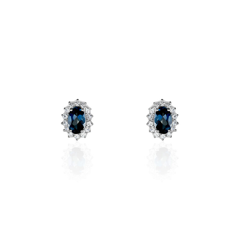 Boucles D'oreilles Or Weiss Quintilla Topazes London Blue Et Oxydes - Spannringe Damen | OROVIVO