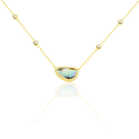 Damen Collier Silber vergoldet 925 Zirkonia Perlmutt Oval Manolla - Halsketten Damen | OROVIVO