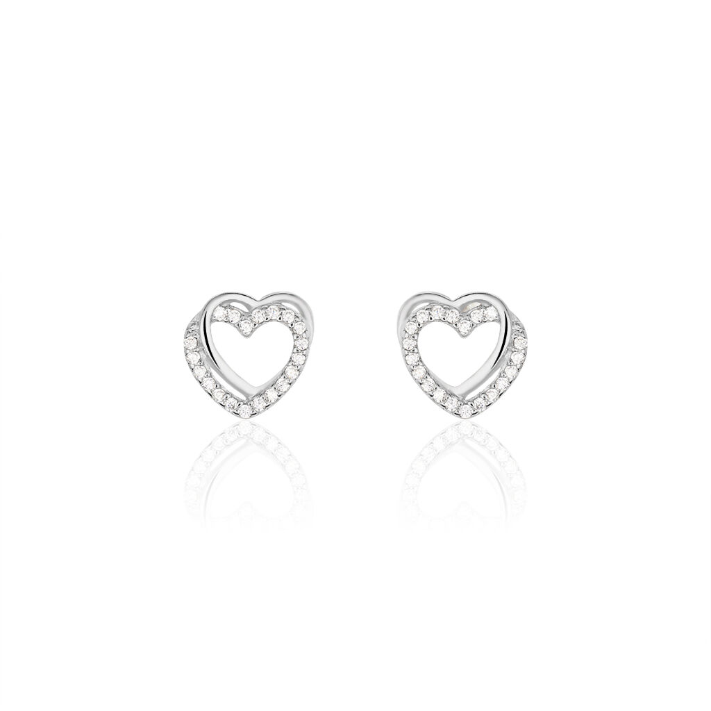 Damen Ohrstecker Silber 925 Zirkonia Herz - Ohrstecker Damen | OROVIVO