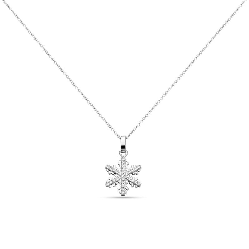 Collana in argento rodiato con pendente fiocco di neve e zirconi - Spannringe Damen | OROVIVO