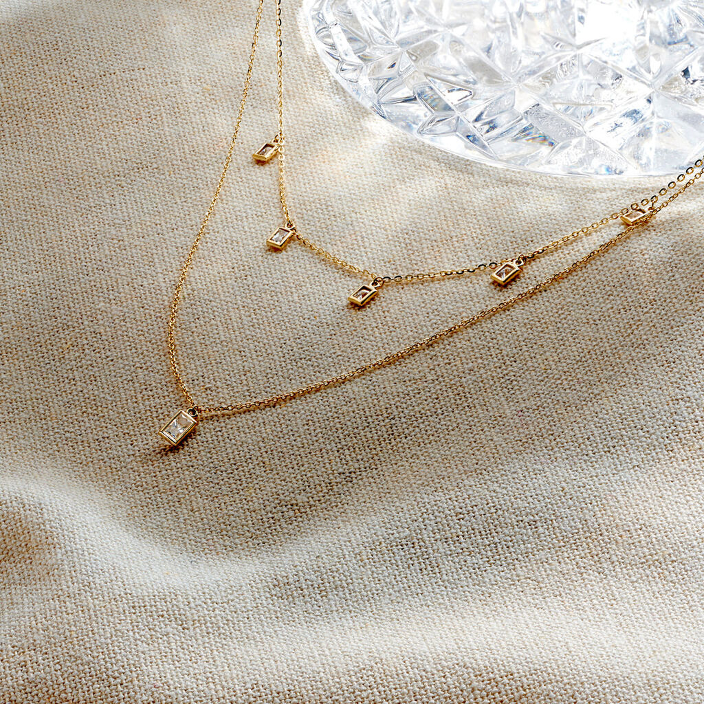 Damen Collier Gold 375 Zirkonia Tropfen Ginna 2 - Halsketten Damen | OROVIVO