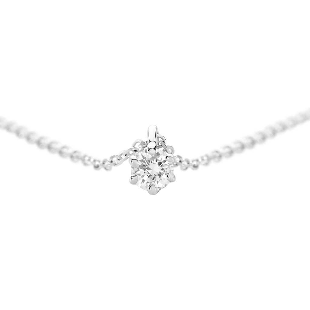 MONOPOLI Damen Collier Wei&szlig;gold 585 (14 Karat) Diamant Wei&szlig; 0,11 ct