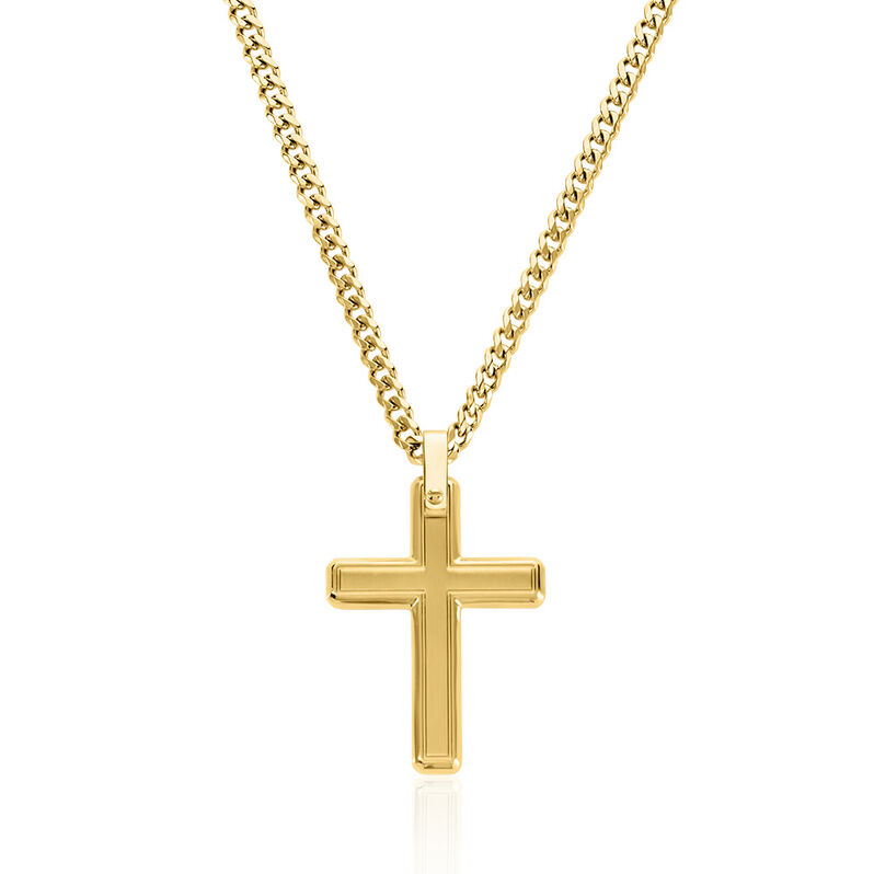KAEL Herren Collier Edelstahl vergoldet Religi&ouml;ses Kreuz B 3,5 mm - Halsketten Herren | OROVIVO
