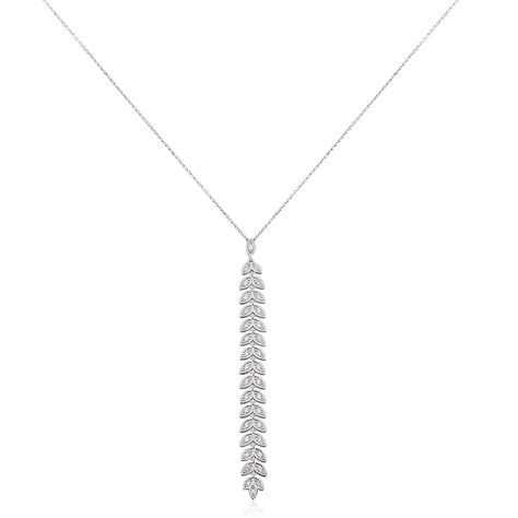 Damen Collier Weißgold 375 Diamant 0,32ct Blatt Susi 45cm - Halsketten Damen | OROVIVO