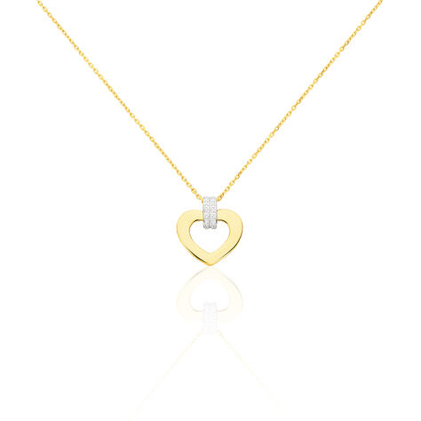 Damen Collier Gold Bicolor 375 Diamant 0,01ct Barren Herz Herz 24 45cm - Halsketten Damen | OROVIVO