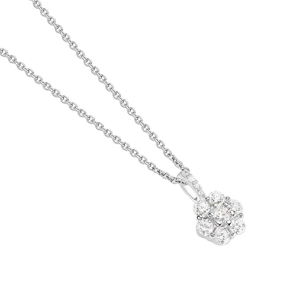JAMILA Damen Collier Silber 925 Zirkonia Wei&szlig; Blume