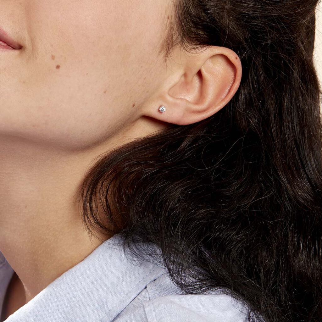 Boucles D'oreilles Or Blanc Victoria Puces Diamants - Spannringe Damen | OROVIVO