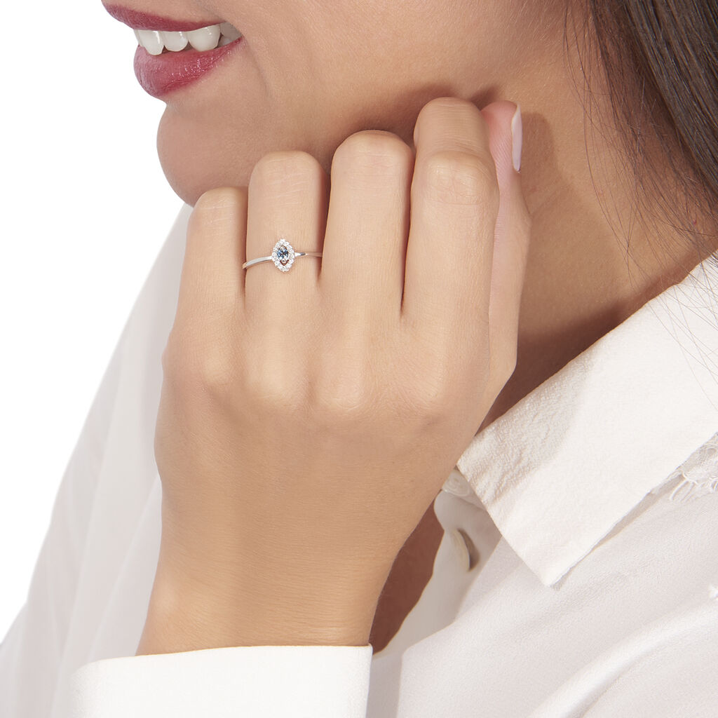 Bague Or Weiss Saphir Et Oxydes Saphir - Spannringe Damen | OROVIVO