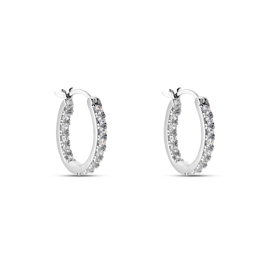 Damen Creolen Silber Silber 925 Zirkonia 17,00mm  - Creolen Damen | OROVIVO