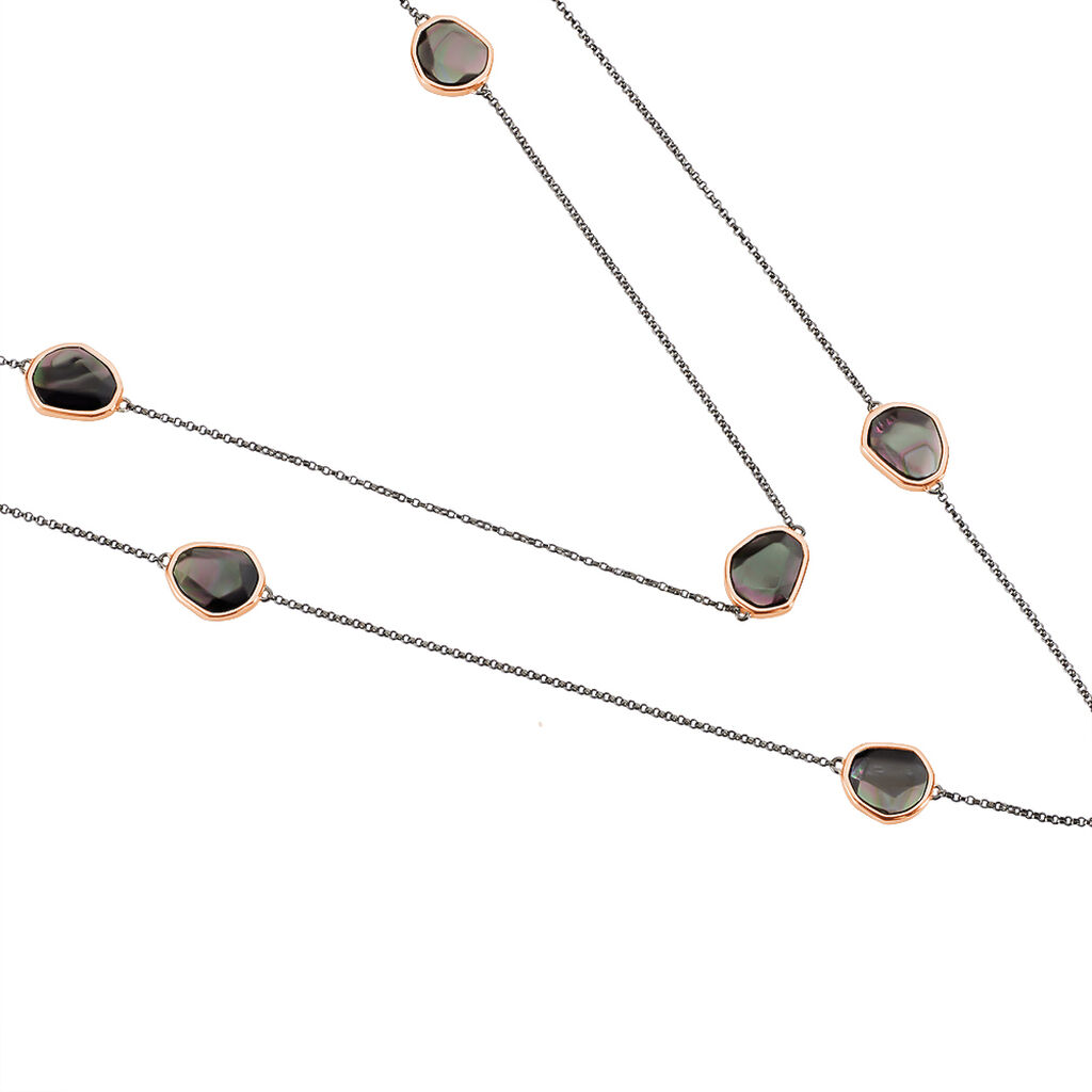 TONIKA Damen Collier Silber rosevergoldet 925 Perlmutt Schwarzer Perlmutt