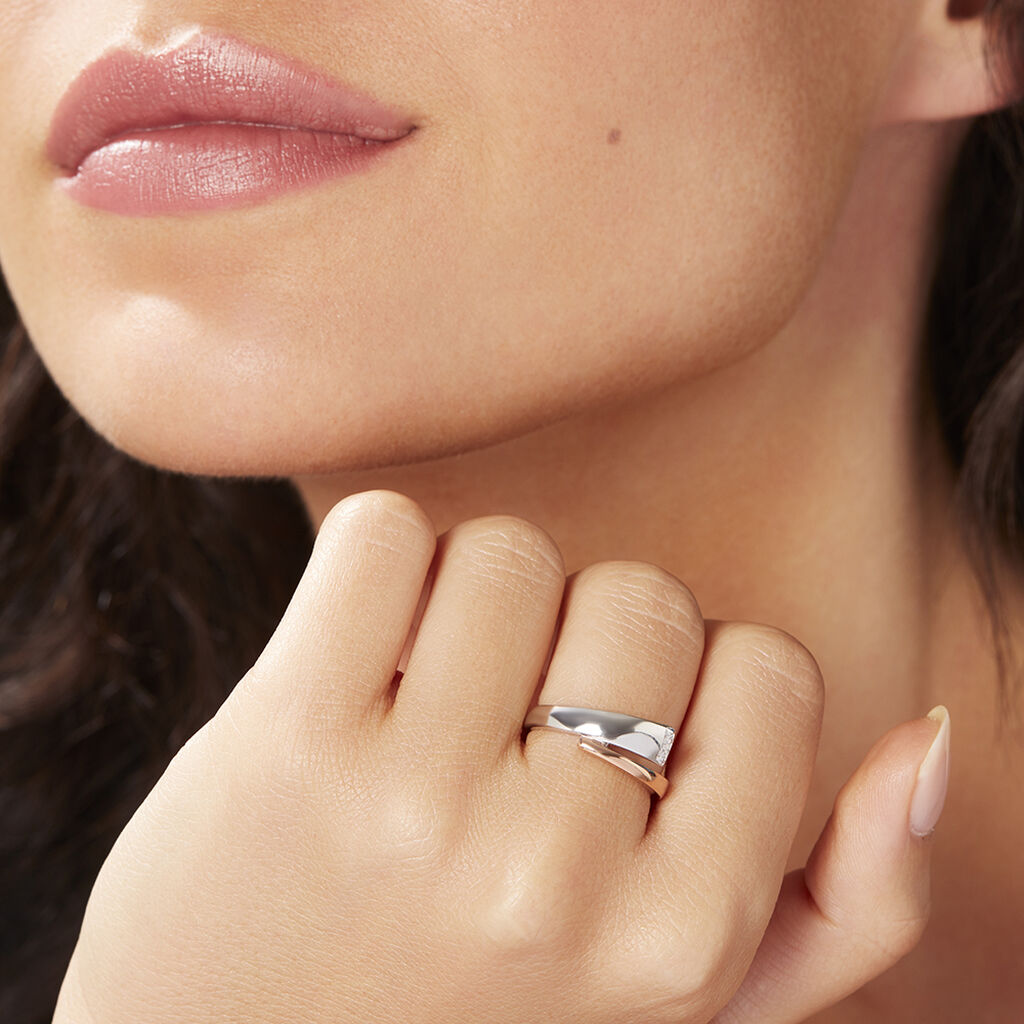 Damen Ring Silber Bicolor 925 Diamant 0,02ct Ginna  - Ringe mit Stein Damen | OROVIVO