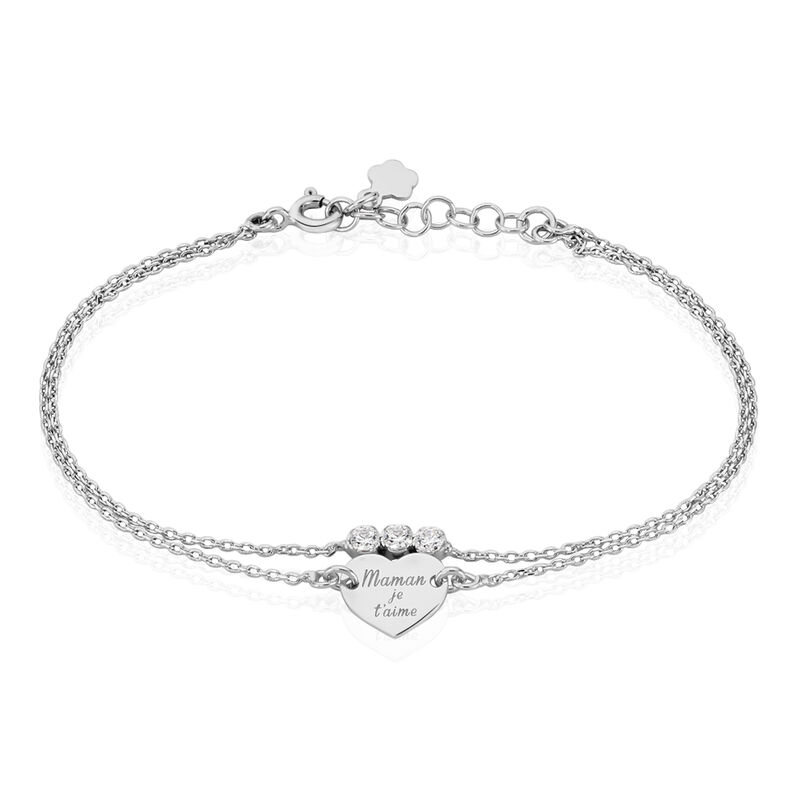 Bracelet Argent Rhodie Abbee Double Chai - Spannringe Damen | OROVIVO