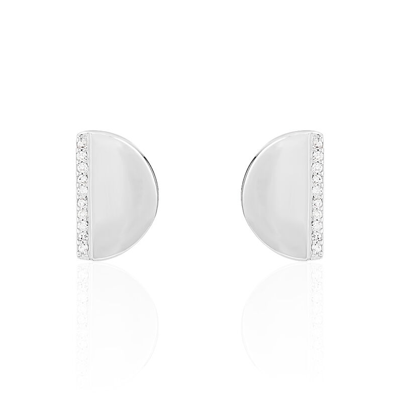Boucles D'oreilles Puces Bakari Or Blanc Diamant - Spannringe Damen | OROVIVO