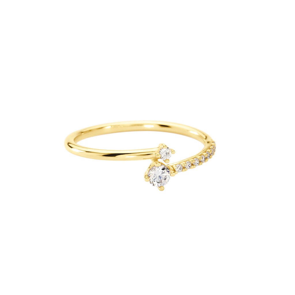Damen Ring Gold 375 (9 Karat) Zirkonia Wei&szlig;