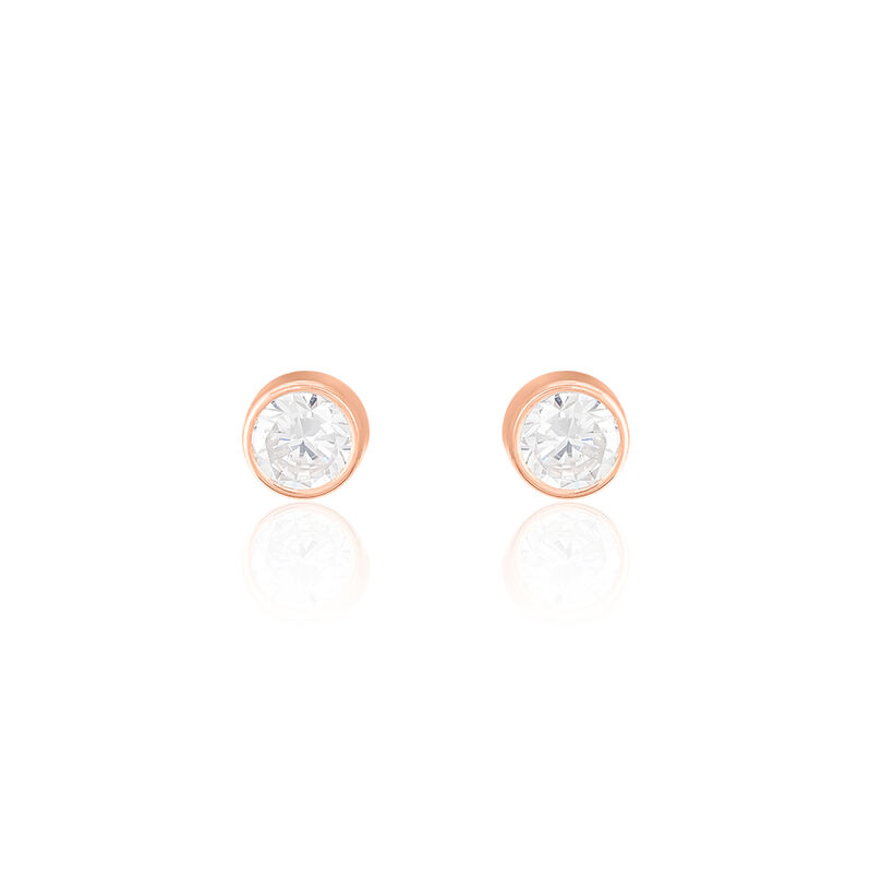 ELDA FASSUNG ZARGE Damen Ohrstecker Rosegold 375 (9 Karat) Zirkonia Wei&szlig; Kreis - Ohrstecker Damen | OROVIVO